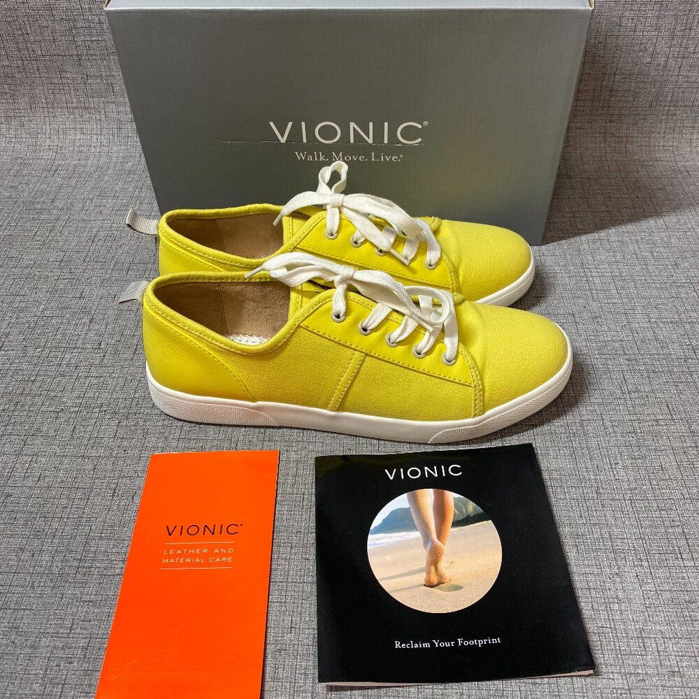 Vionic Womens Pisces Canvas Fashion Sneaker Size 7.5 Canary Yellow EXCELLENT